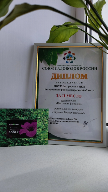 2 место в региональном конкурсе "Украсим Родину цветами"!